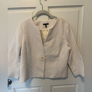 Eileen Fisher cream textured structured classic women’s blazer jacket m medium